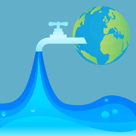 <p>Tap water and earth globe, world water day concept</p>のイラスト素材