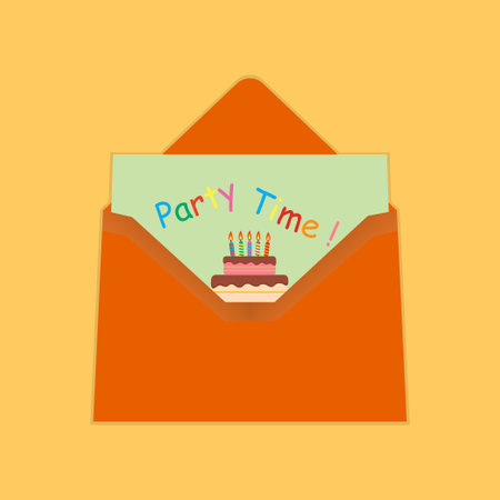 Open envelope with party time invitation cardのイラスト素材