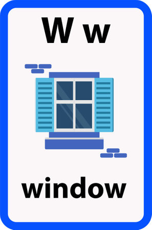 Alphabet flashcard for children with the letter w from windowのイラスト素材