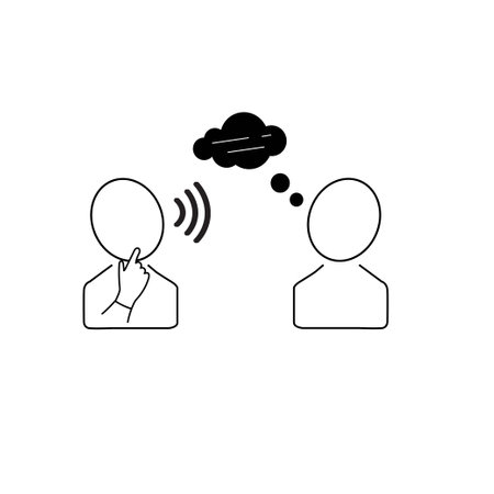 Speaking and listening concept, person listening to content in speech bubbleのイラスト素材