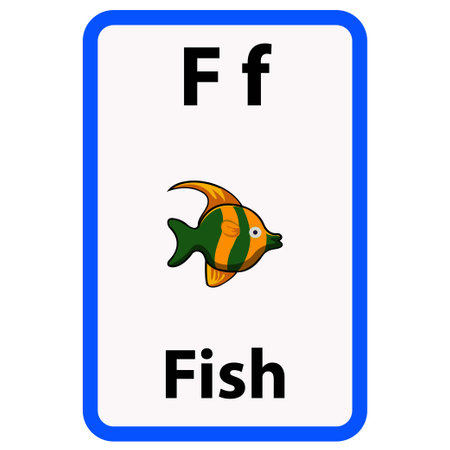 Alphabet flashcard for children with the letter f from fishのイラスト素材