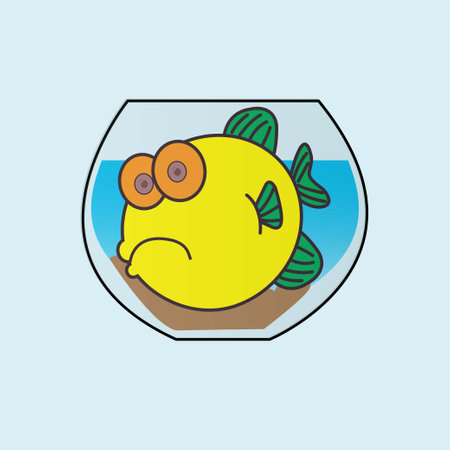 Big fish which does not fit any more in its bowlのイラスト素材