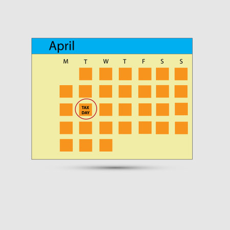 Calendar with the word tax day in a red circleのイラスト素材