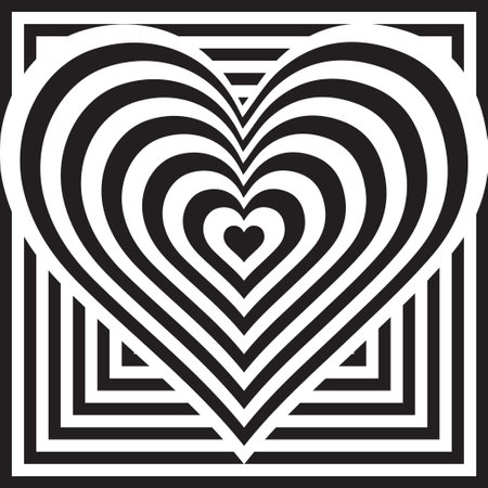 Abstract geometric pattern background with black and white heart and square shapesのイラスト素材