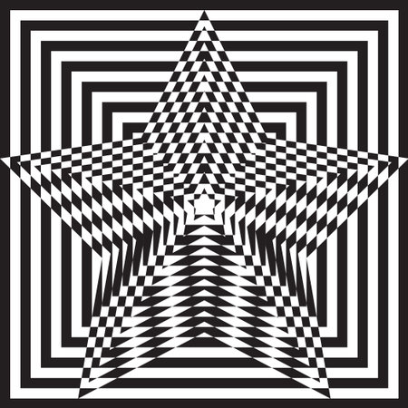 Abstract geometric pattern background with black and white star and square shapesのイラスト素材