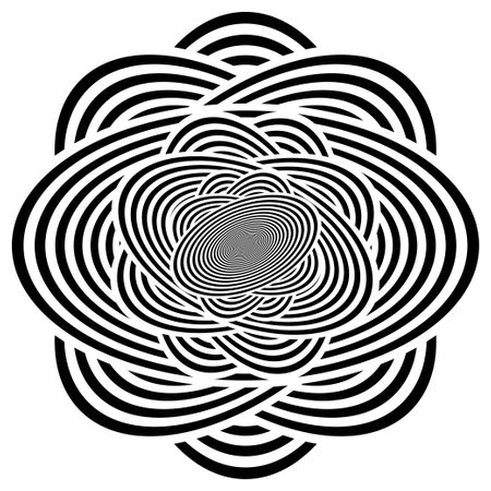 Abstract pattern background with black and white wavy lines circles and curvesのイラスト素材