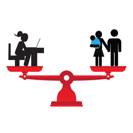 Balance icon between work and family life, conceptual vectorのイラスト素材