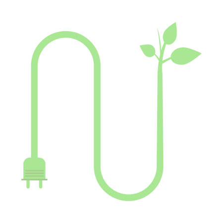 Green plug and socket with leavesのイラスト素材