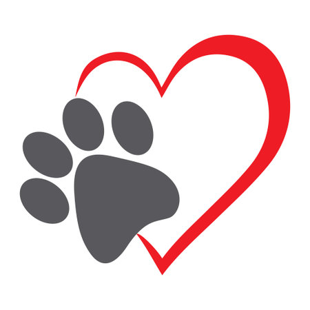 Dog or cat paw print and heart symbolのイラスト素材
