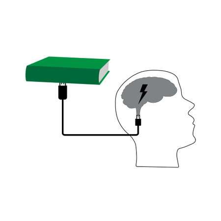 Human head with brain charging from a bookのイラスト素材