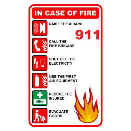 Steps to take in the event of a fireのイラスト素材