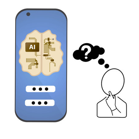 Conversation between a person and artificial intelligence on a smartphoneのイラスト素材