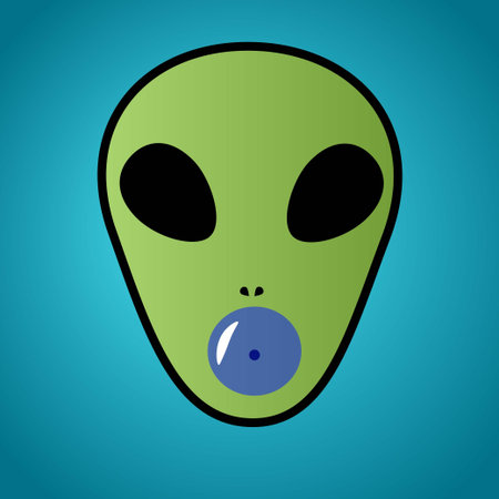 Alien head blowing bubble gum