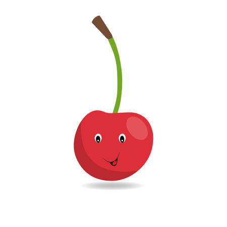 Cute cherry character cartoon style on white backgroundのイラスト素材