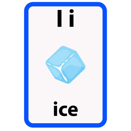 Alphabet flashcard for children with the letter i from iceのイラスト素材