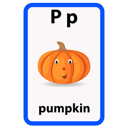 Alphabet flashcard for children with the letter p from pumpkinのイラスト素材