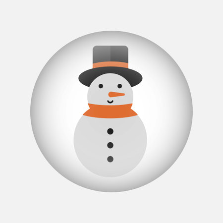 Button with snowman inside on white backgroundのイラスト素材