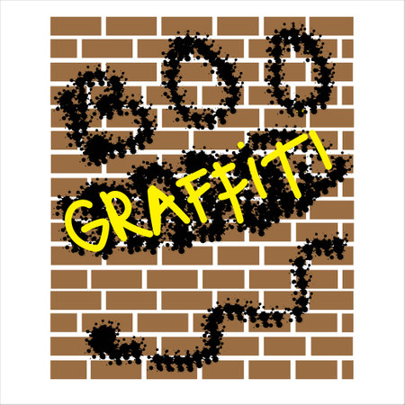 Brick wall with graffiti on it, urban art conceptのイラスト素材