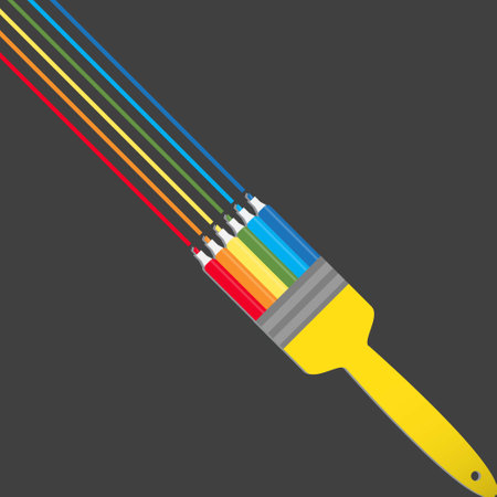 Paintbrush with colorful felt pens instead of bristlesのイラスト素材