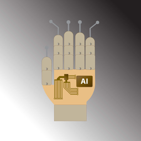 Robot hand with circuits and artificial intelligence symbolのイラスト素材