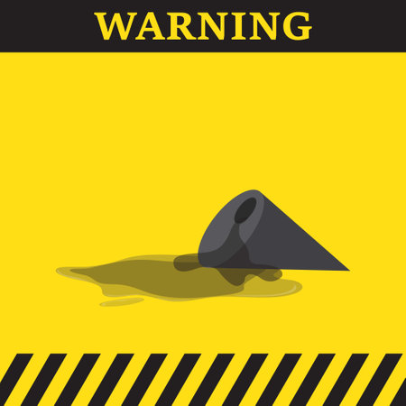 Oil barrel spill, pollution concept with warning textのイラスト素材