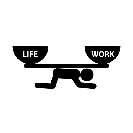 Balance between life and work on the back of a silhouette of a personのイラスト素材