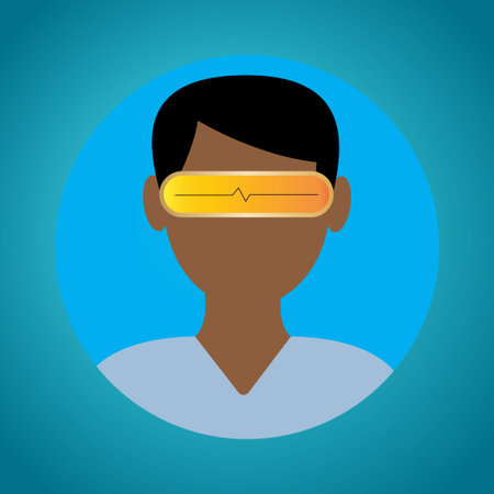 Head of a man with vr glasses, virtual reality conceptのイラスト素材