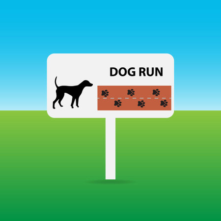 Signage with a silhouette of a dog and the text dog runのイラスト素材