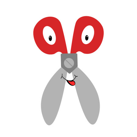 Funny scissors with eyes and mouthのイラスト素材