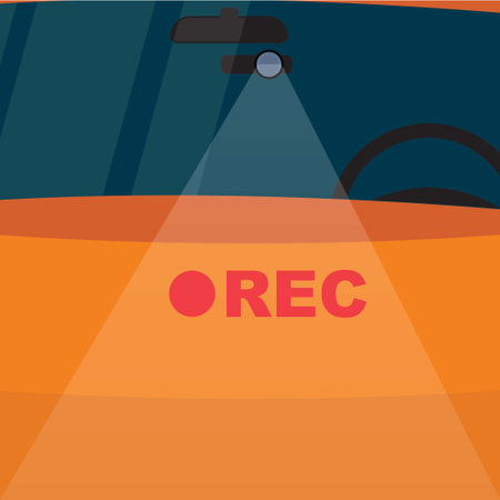 Modern dash camera used for recording road trafficのイラスト素材