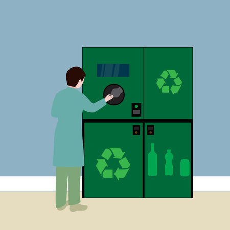 Man putting a bottle in a bottle deposit machine