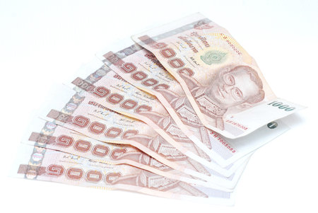 Thailand banknote money on white background