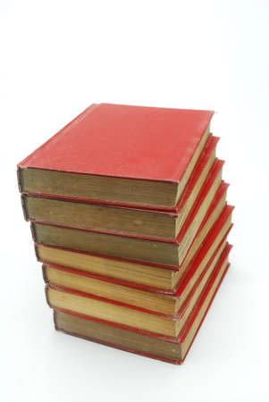 stack of red book on white backgroundの写真素材