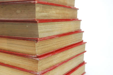 stack of red book on white backgroundの写真素材