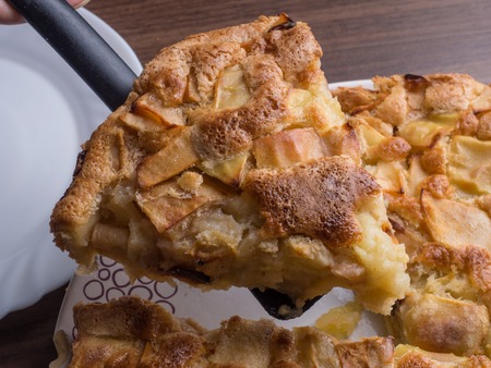 Photo of apple pie made in the kitchenの写真素材