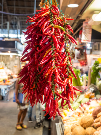 Pepper on market, in La Boqueria, market Barcelonaの写真素材