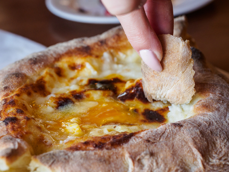 Food. khachapuri in Georgia.の写真素材
