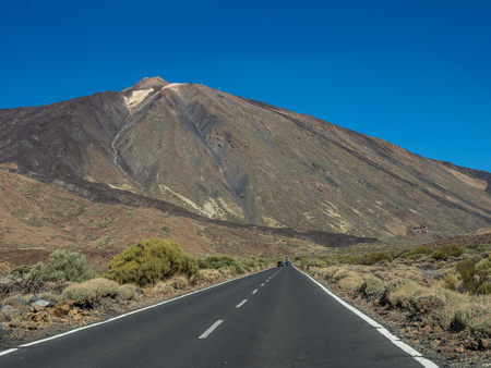 Road on the way to the volcano Tenerife. Beautiful view above the cloudsの写真素材