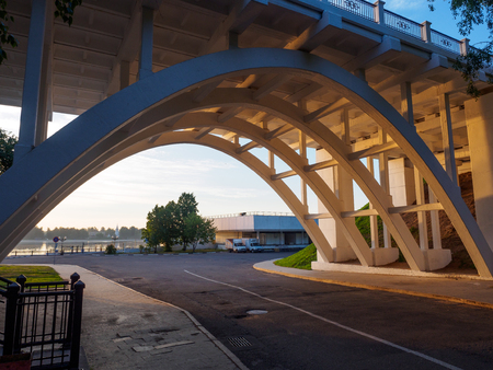 The bridge over the road. Bottom view.の写真素材