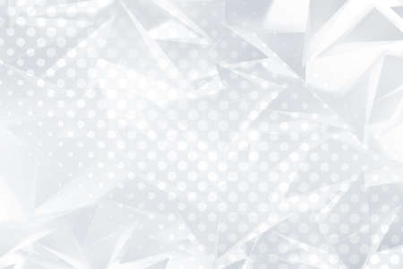 Geometric Grey and White Abstract Polygonal Design Background With Halftone Dotted Effectの写真素材