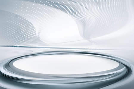 Futuristic spaceship interior. Science fiction empty room with light background.の写真素材