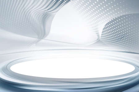 Futuristic spaceship interior. Science fiction empty room with light background.の写真素材