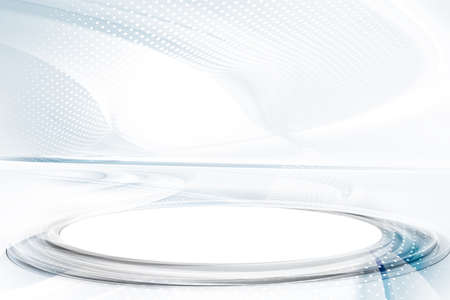 Empty interior sci-fi cold planet background. Showcase to display your product.の写真素材
