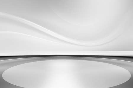 White grey perspective stage background. Fantasy futuristic sci-fi design. Empty room used for display your product.の写真素材