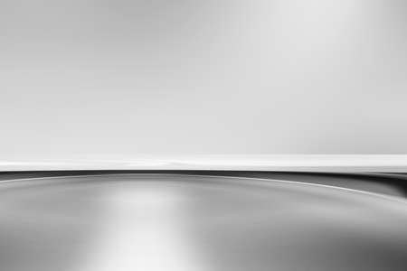 White grey perspective stage background. Fantasy futuristic sci-fi design. Empty room used for display your product.の写真素材