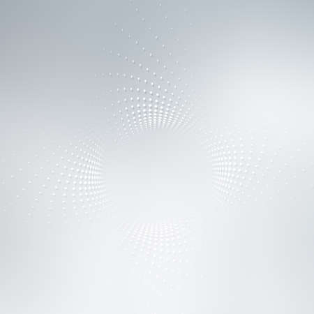 Awesome white and grey halftone background. Futuristic motion dots perspective backdrop.の写真素材