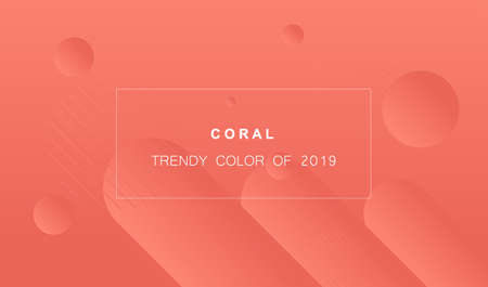Coral trendy color of 2019. Gradient geometric dynamic abstract background. Modern minimal texture for layout, banner, poster, flyer, card, web design. Vector eps10.のイラスト素材