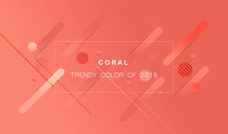 Coral trendy color of 2019. Gradient geometric dynamic abstract background. Modern minimal texture for layout, banner, poster, flyer, card, web design. Vector eps10.のイラスト素材