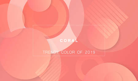 Coral trendy color of 2019. Gradient geometric dynamic abstract background. Modern minimal texture for layout, banner, poster, flyer, card, web design. Vector eps10.のイラスト素材