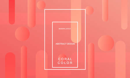 Coral trendy color of 2019. Gradient geometric dynamic abstract background. Modern minimal texture for layout, banner, poster, flyer, card, web design. Vector eps10.のイラスト素材